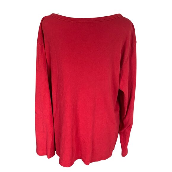 Nine & Co. women's size XL red v-neck button down stretchy fleece sweater - Picture 3 of 6